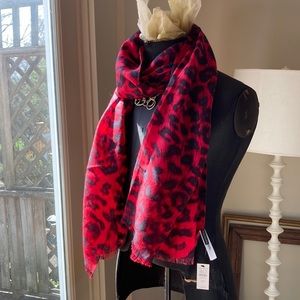NWT Talbots red/black animal print scarf